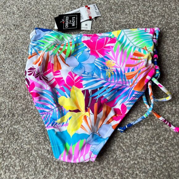 California Waves Swim sz XS X-Small Colorful Print High Waist Bottoms - Picture 3 of 8